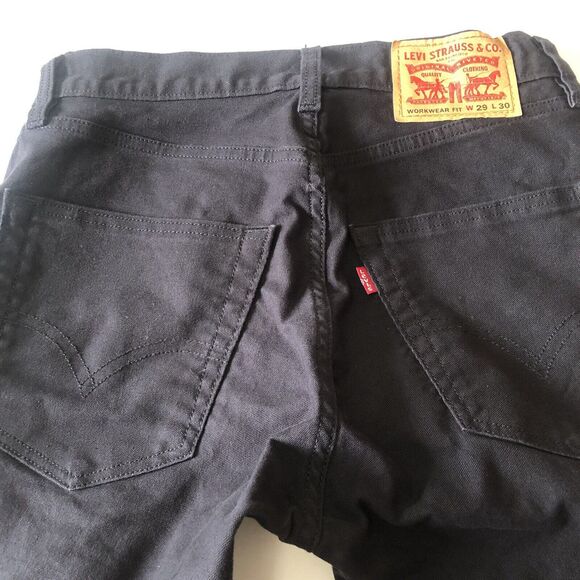 Levi's Jeans Mens 29x28 Workwear Fit Straight Leg Black Wash - Picture 15 of 16